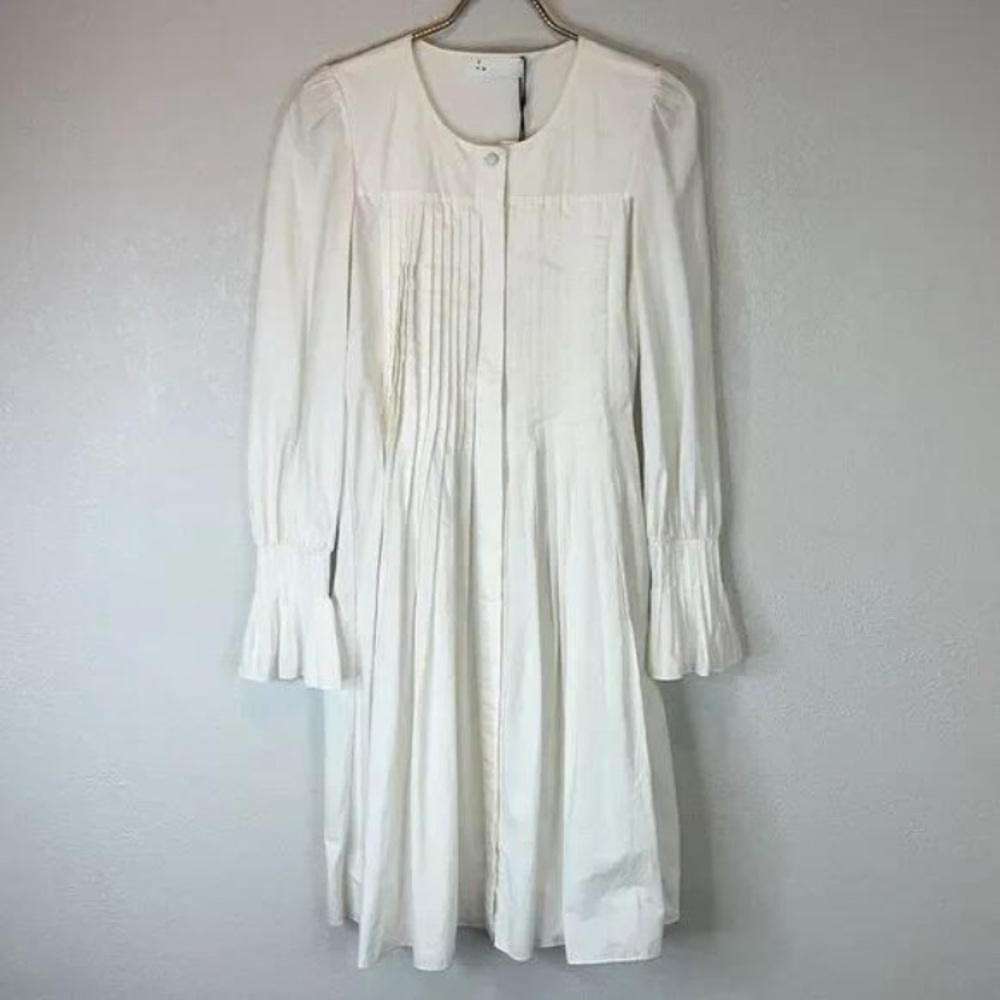 White pleated midi dress small
